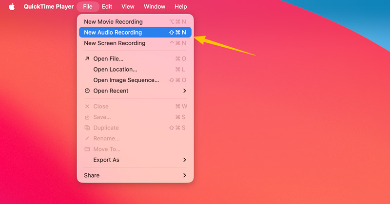 QuickTime: Nova gravação de áudio no Mac