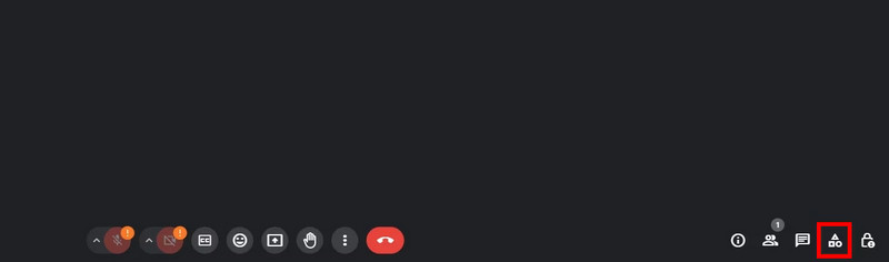 Botão de atividades no Google Meet