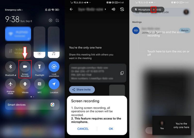 Grave o Google Meet no Android