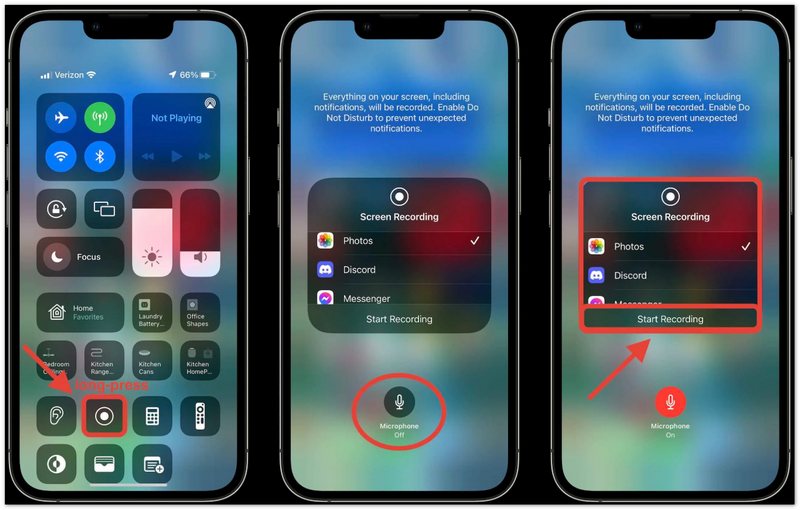 Grave a tela do iPhone com o recurso integrado.