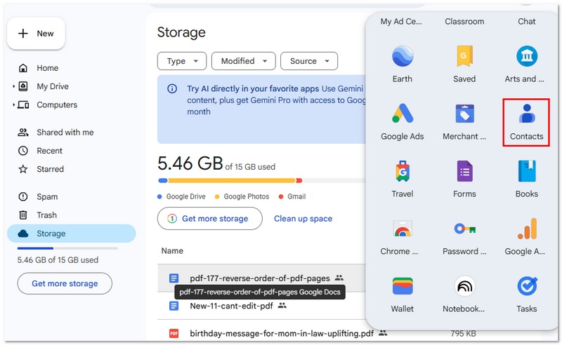 Open Google Contacts