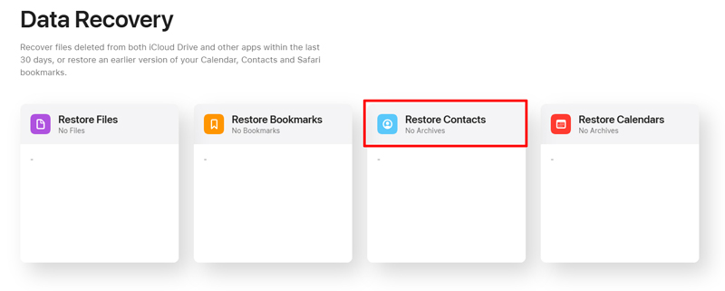 Restaurar contatos com o iCloud