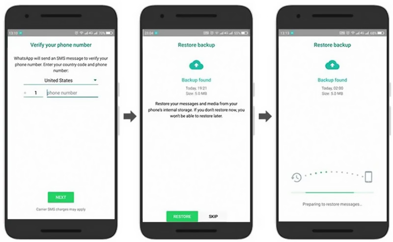 Restaurar backup para recuperar fotos excluídas do Whatsapp