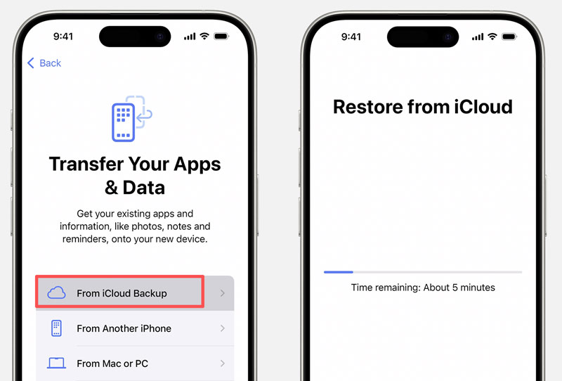 Restaurar vídeo do backup do iCloud