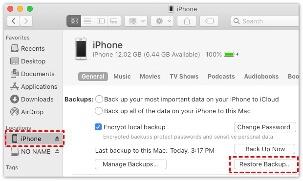 Restaurar backup do iTunes