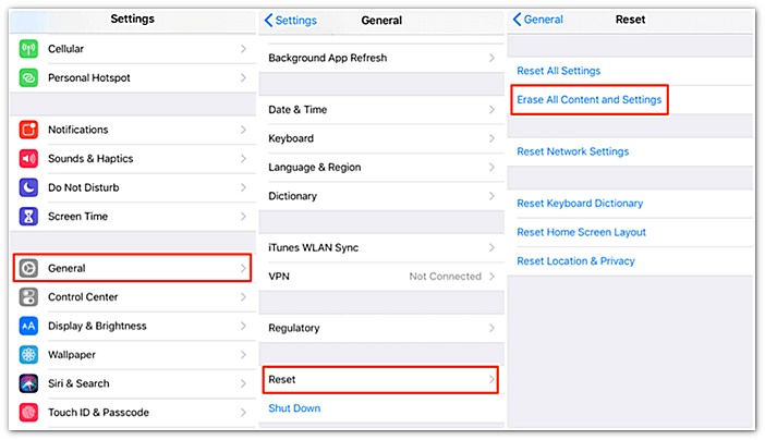 Restaurar do iCloud Apagar todo o conteúdo e configurações