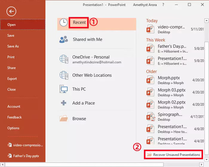 Recuperação do PowerPoint