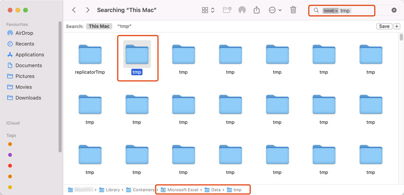 Encontre arquivos do Excel não salvos na pasta temporária do Mac