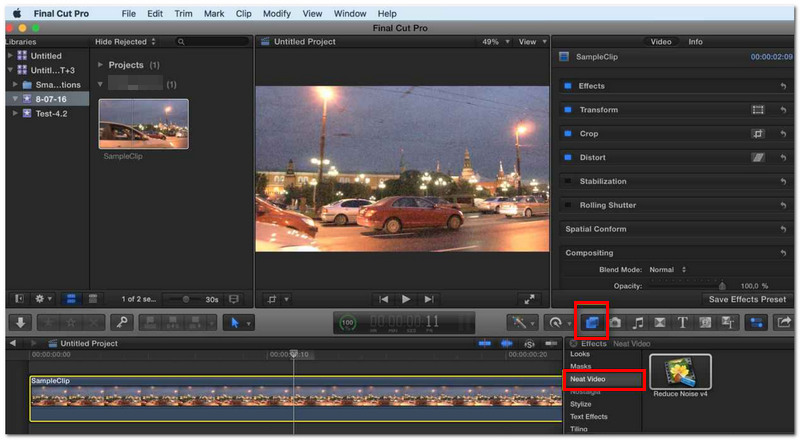 Selecione o plugin Neat Video.