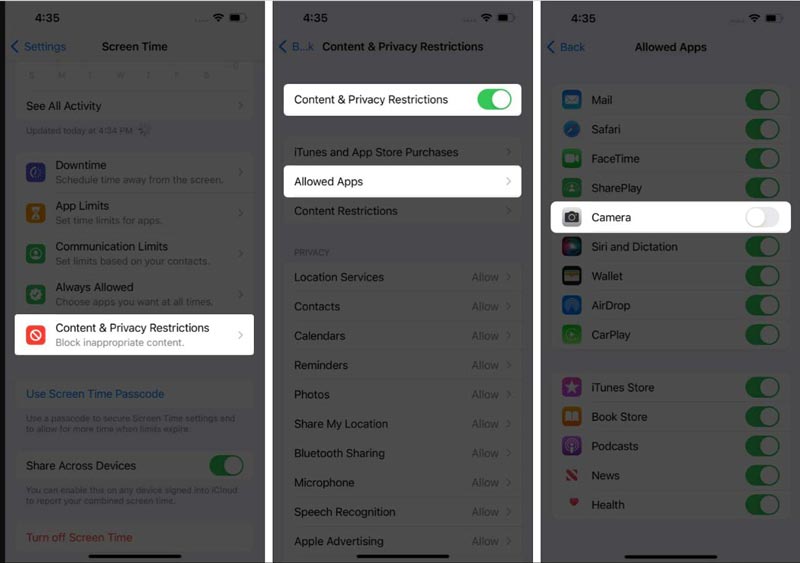 Desativar câmera no iOS 18/17 16