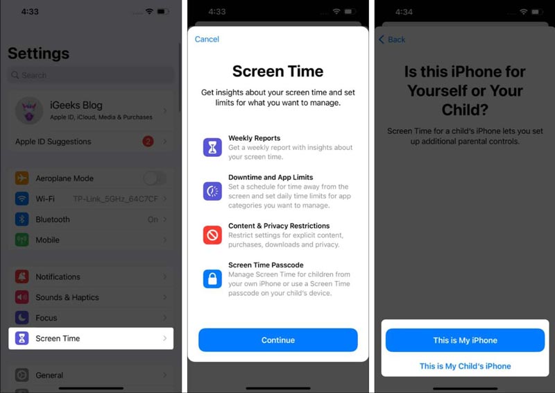 Tempo de tela no iOS 18/17 16