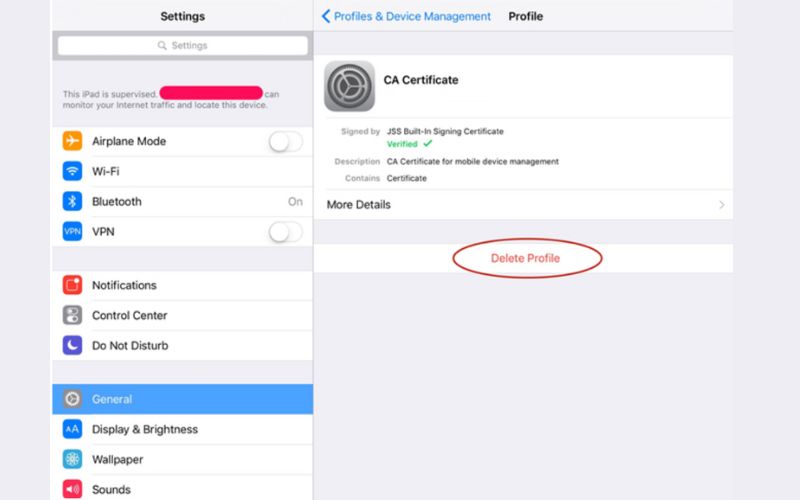Remover Mdm nas configurações