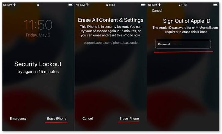 Apagar senha do iPhone com tela de bloqueio de segurança