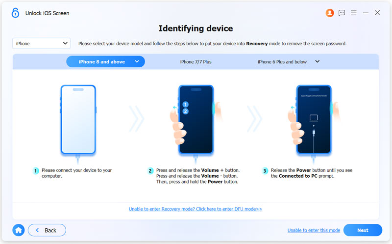Desbloquear tela do iOS identificando dispositivo