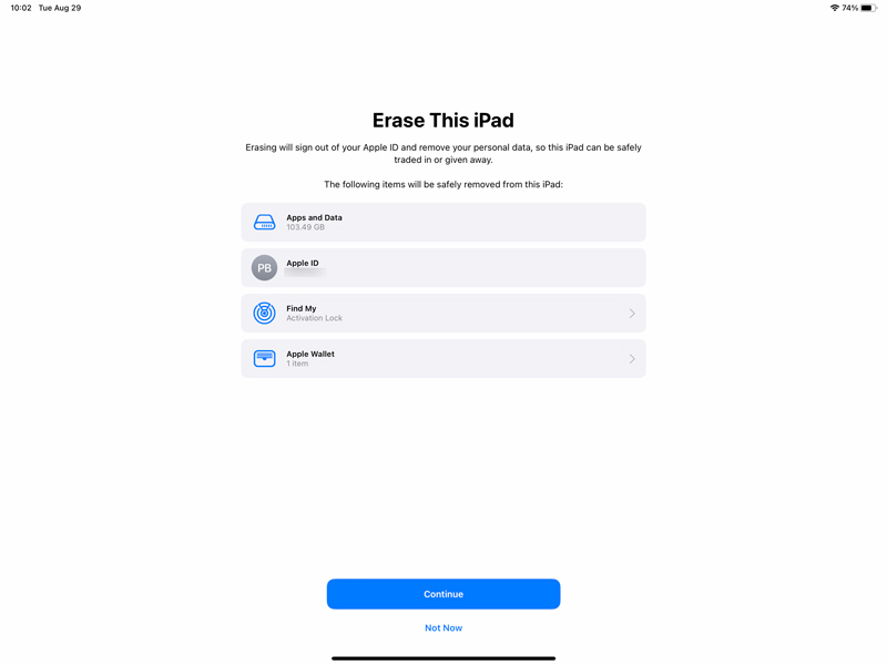 Apague seu iPad das configurações