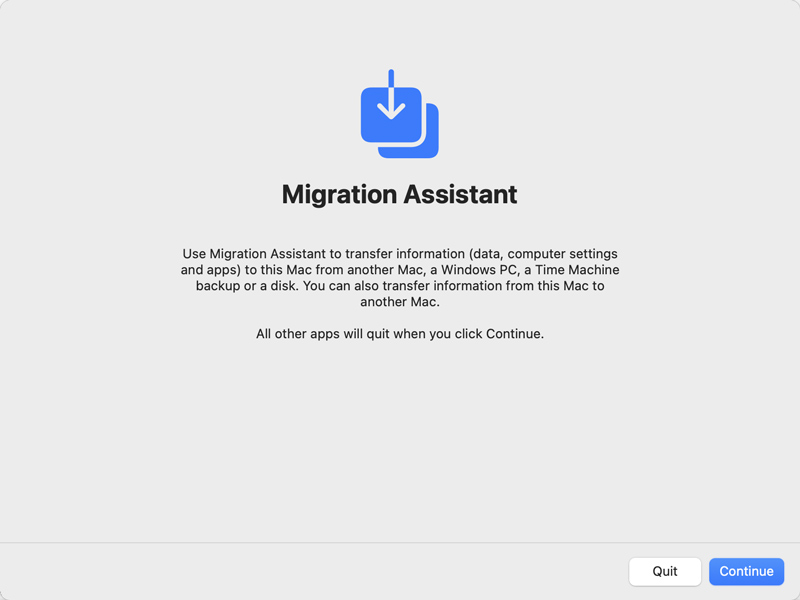 Abra o Assistente de Migração no Mac