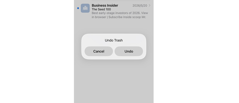Desfazer para recuperar e-mail excluído