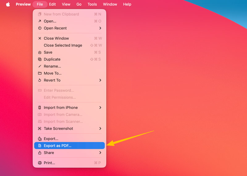 Exportar uma captura de tela como PDF no Preview do Mac