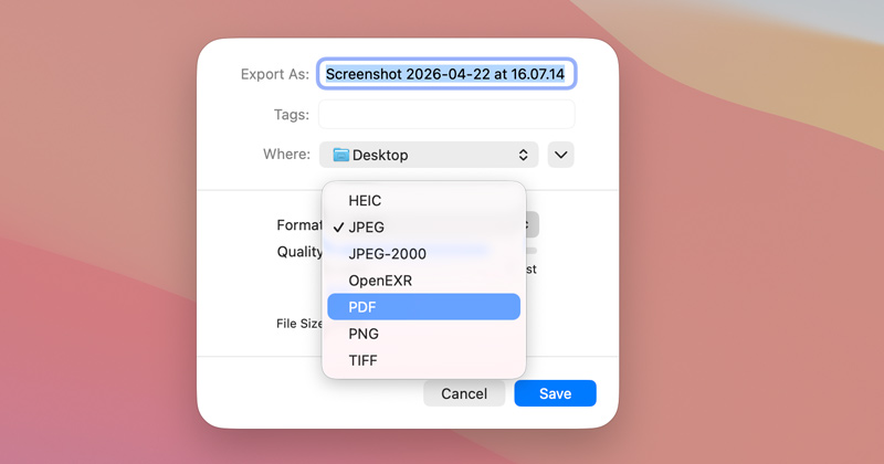 Exportar captura de tela do Mac Preview como PDF