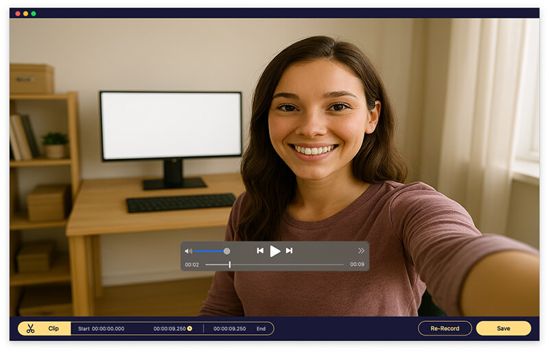 Pré-visualização, edição e gravação de webcam no Mac