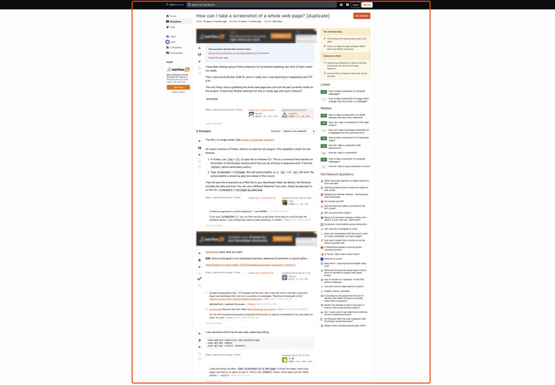 Captura de tela de toda a página da Web no Mac, ferramenta integrada