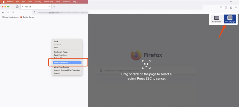 Captura de tela da página inteira da Web Firefox Salvar página inteira