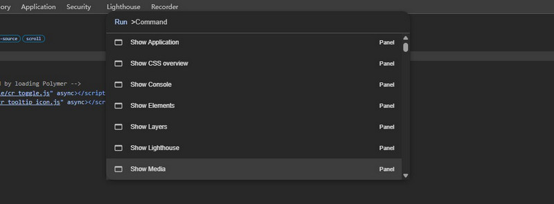 Abrir o menu de comandos do Chrome