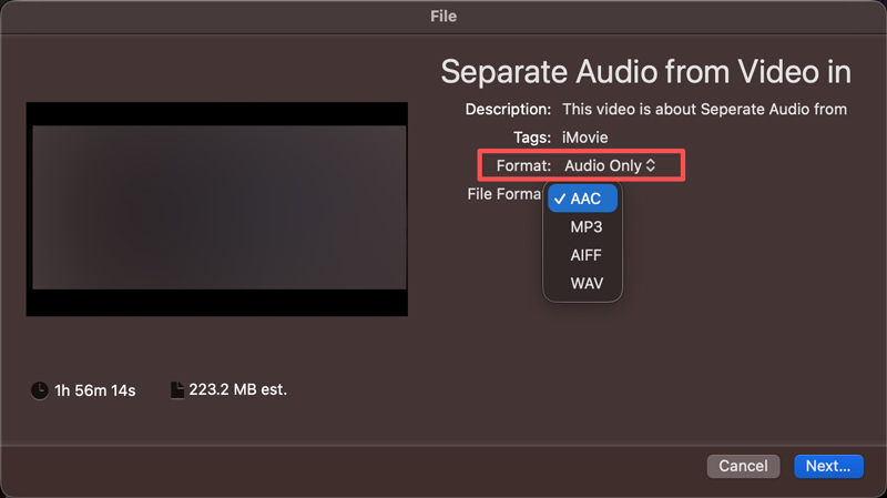 Extrair áudio de vídeo no iMovie para Mac