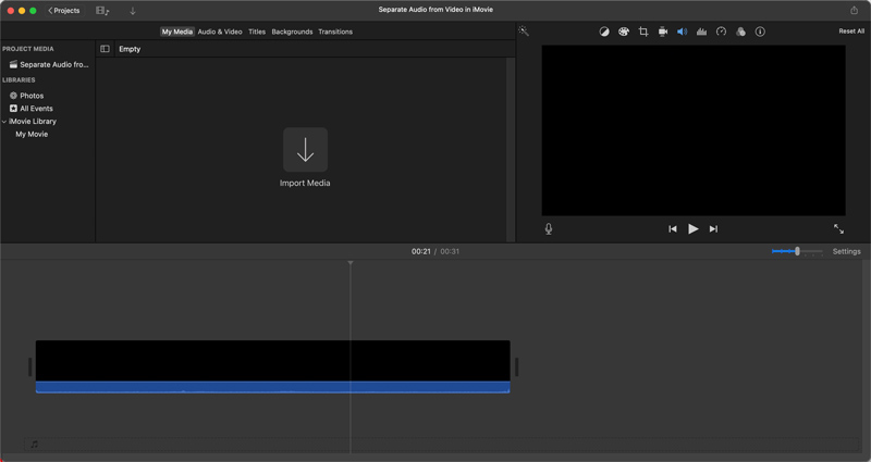 Importar mídia do iMovie para o Mac