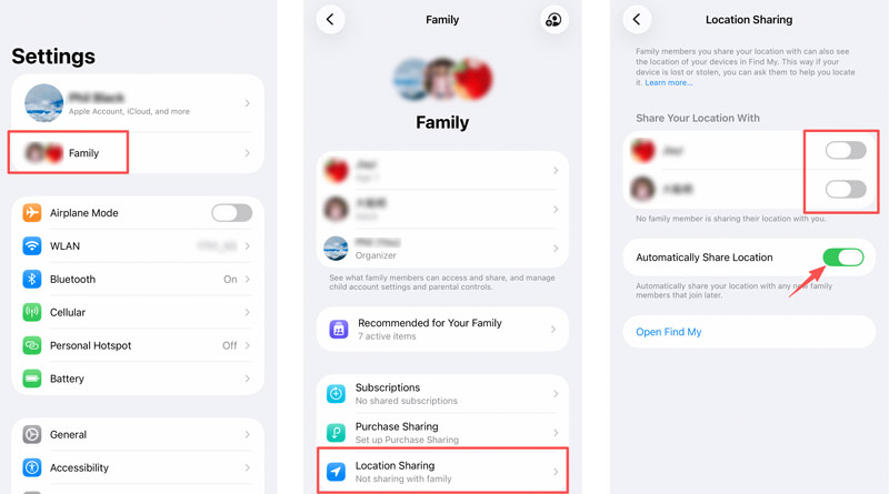 Compartilhar localização no iPhone Family Sharing
