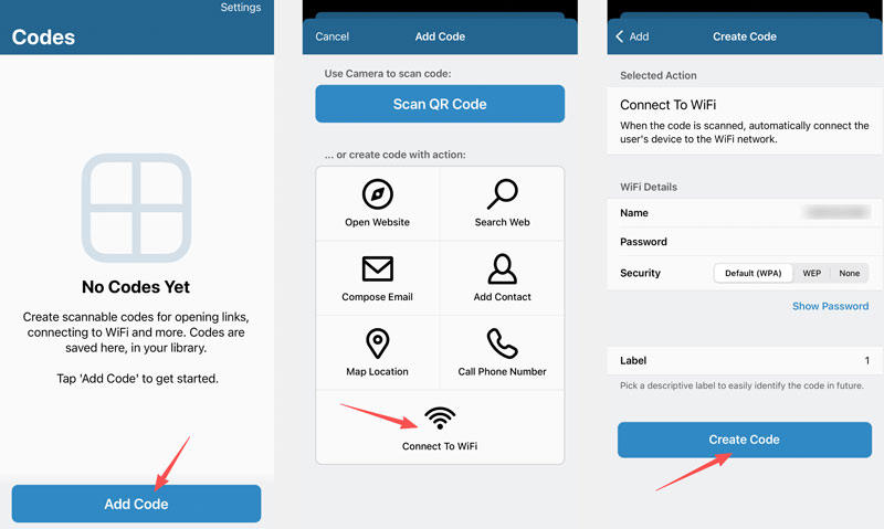 Gerar código QR de senha de Wi-Fi com códigos visuais
