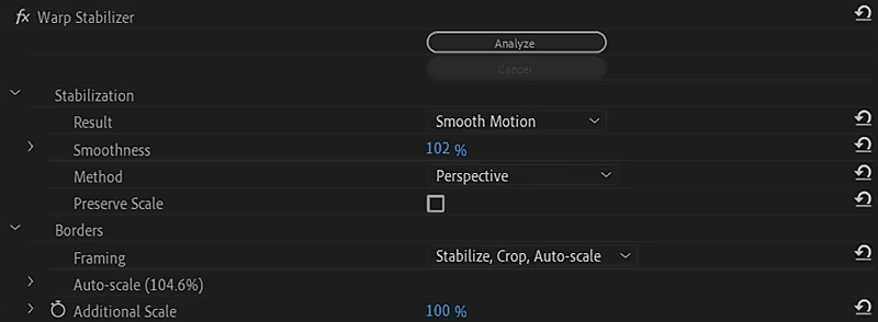 Personalize a estabilização no Premiere Pro