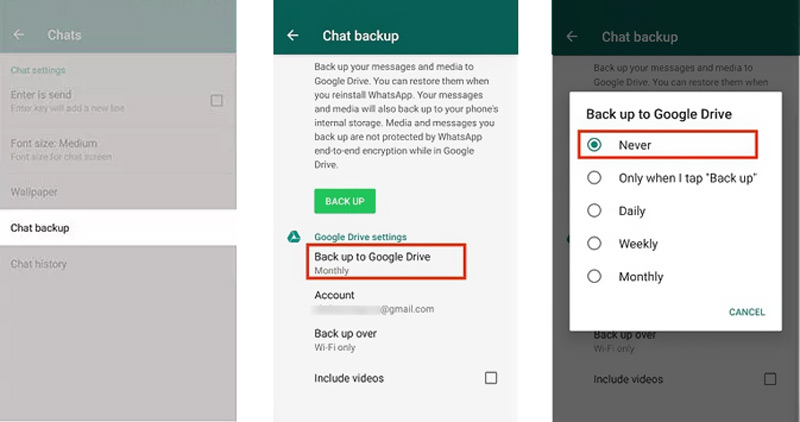 Pare o backup do Whatsapp no Android