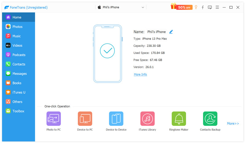 Conecte o iPhone para sincronizar mensagens