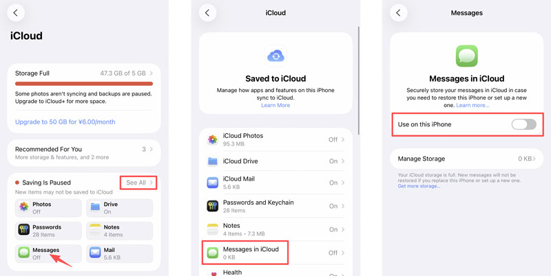 Ative o backup de mensagens do iPhone para o iCloud
