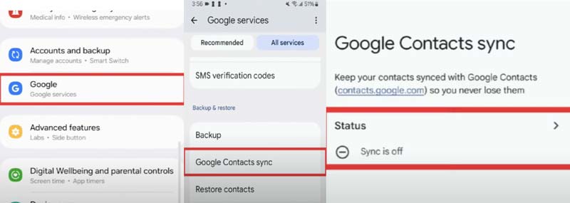 Transferir contatos do iPhone para o Samsung via Google Drive