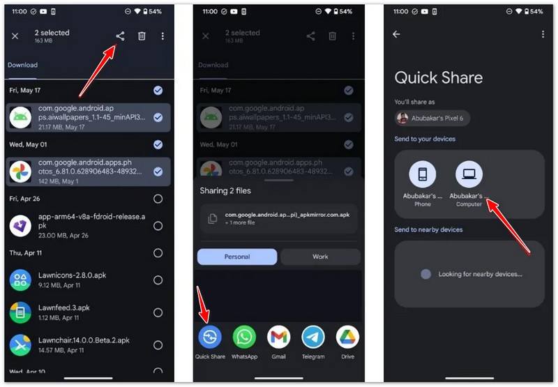 Transfira arquivos entre dispositivos Android usando o Quick Share.