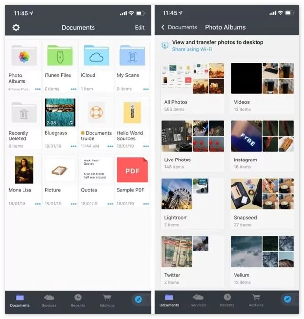 Use o aplicativo Documentos para transferir arquivos para o iPhone