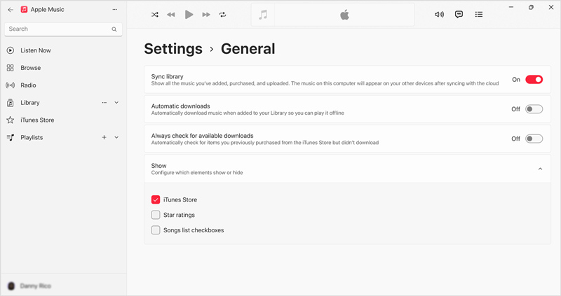 Ativar a sincronização da biblioteca Apple Music