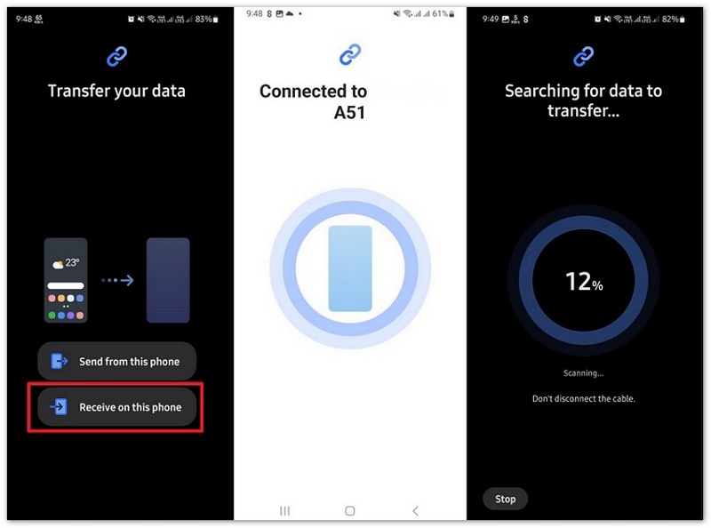 Envie imagens de Android para Android com o Samsung Smart Switch.