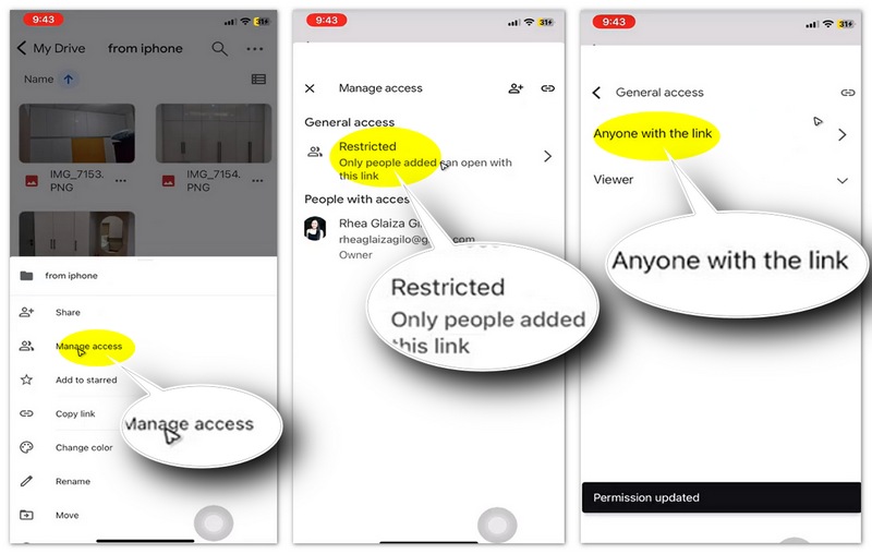 Alterar o acesso ao link do Google Drive