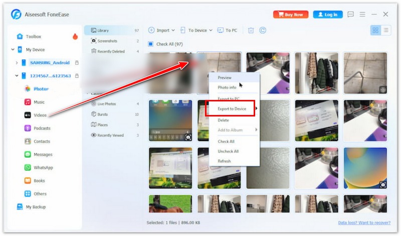 Exportar vídeo do iPhone para o Android via Foneease