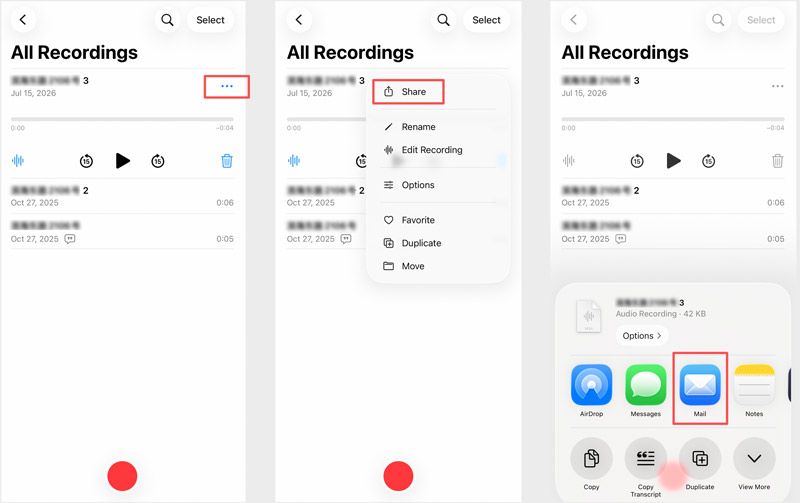 Transferir memorandos de voz do iPhone para o computador por e-mail