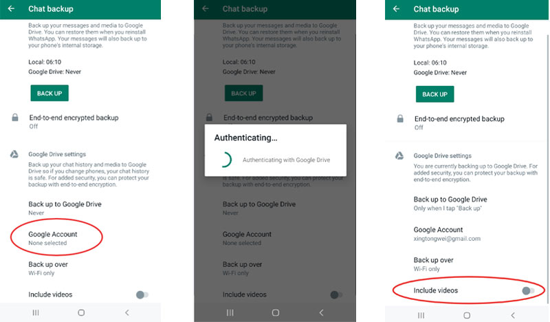 Faça backup das suas conversas do WhatsApp na sua conta do Google.