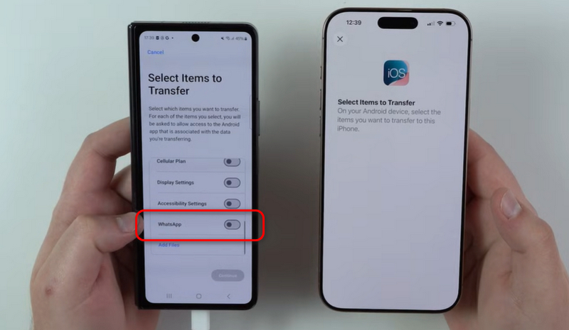 Selecione "Transferir WhatsApp do Android para o iPhone"