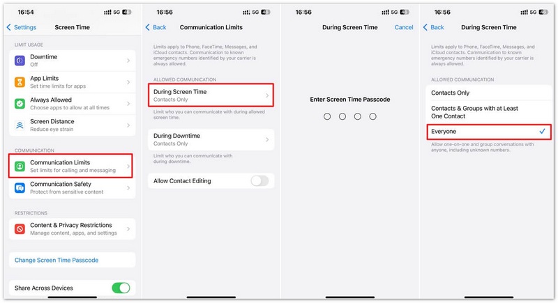 Alterar configurações para limitar o tempo de tela na comunicação