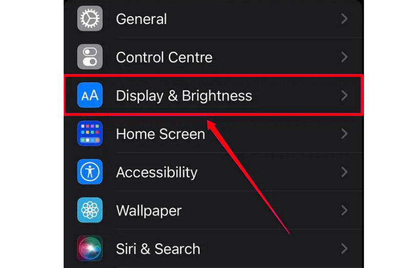 Desativar o tempo limite da tela do iPhone Escolha a tela e o brilho
