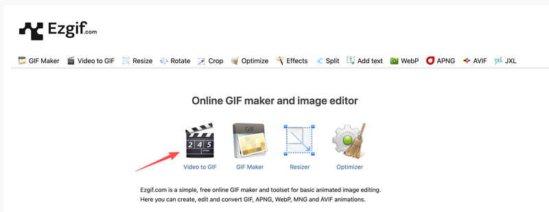 Ezgif Vídeo para GIF Online
