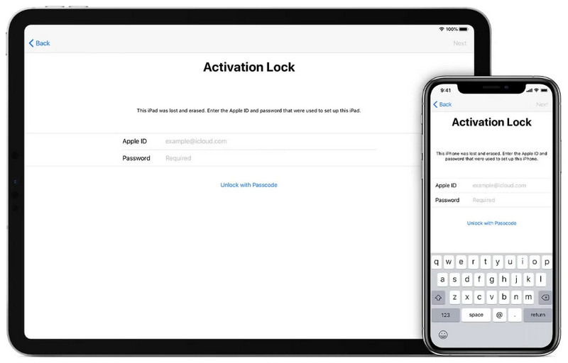 Tela de bloqueio de ativação Credenciais do Apple ID