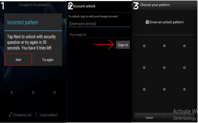 Desbloquear Samsung usando a conta do Google